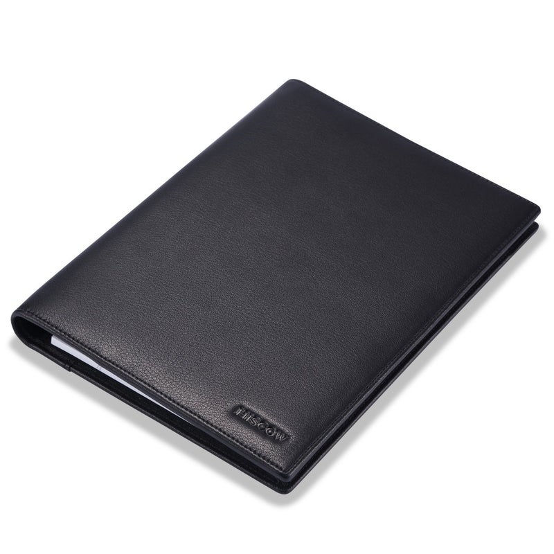 HISCOW Leather Junior Padfolio for Men & Women with Pen Loop, Italian Calfskin, Business Portfolio Notebook Folder (Classic Black) - Image 2